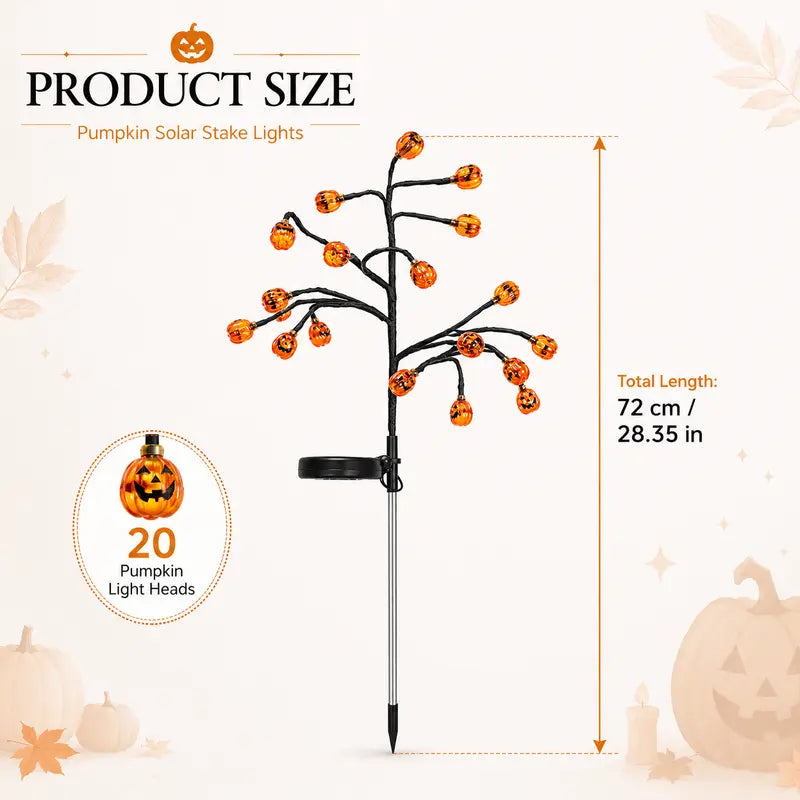 ๐ Pumpkin Solar Stake Lights 4PCS โ Halloween Outdoor Yard Decor