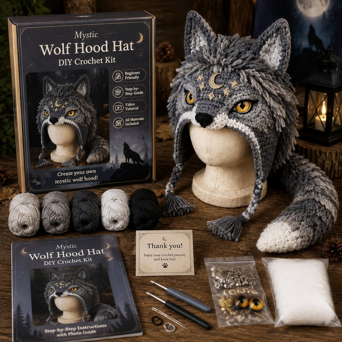 🔥🧵Fantasy Hood Hat DIY Crochet Kit