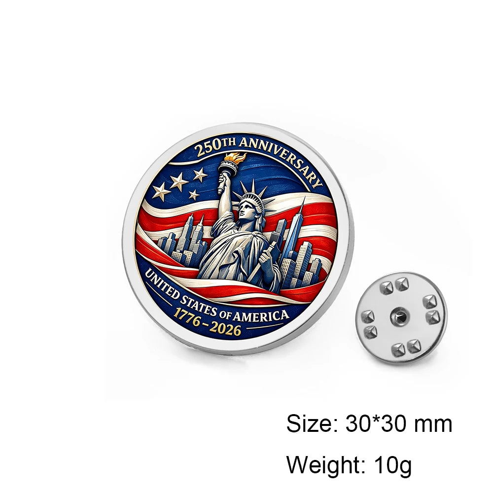 USA 250. Jubiläum runde Anstecknadel Brosche – 30mm Patriotisches Abzeichen