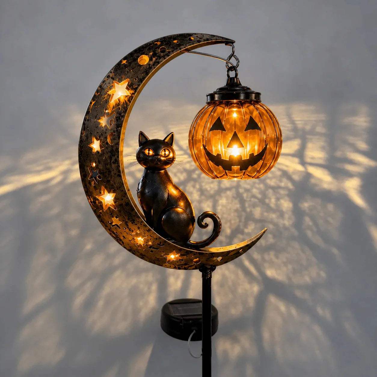 🔥 75% OFF TODAY 👻 Solar Halloween Garden Stake Light with Black Cat & Pumpkin