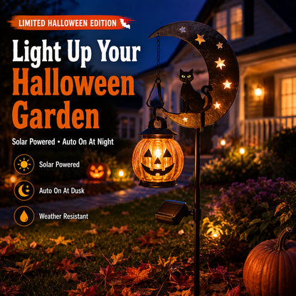 🔥 75% OFF TODAY 👻 Solar Halloween Garden Stake Light with Black Cat & Pumpkin