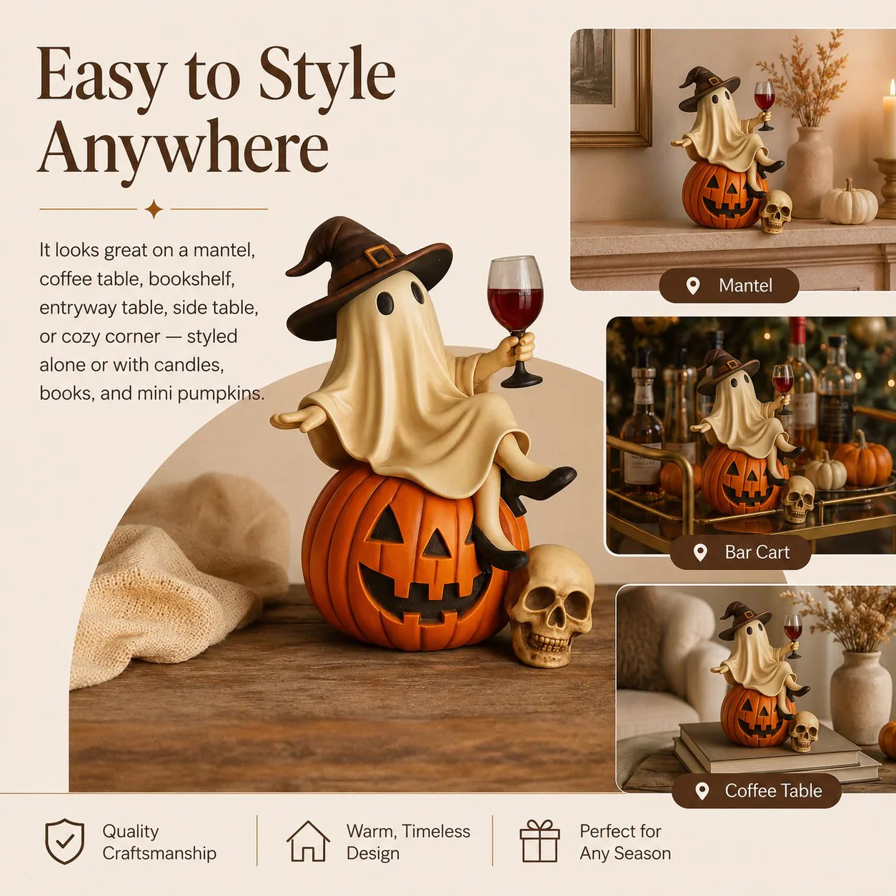 🔥 75% OFF TODAY 👻🍷Ghost Wine Night Halloween Decor