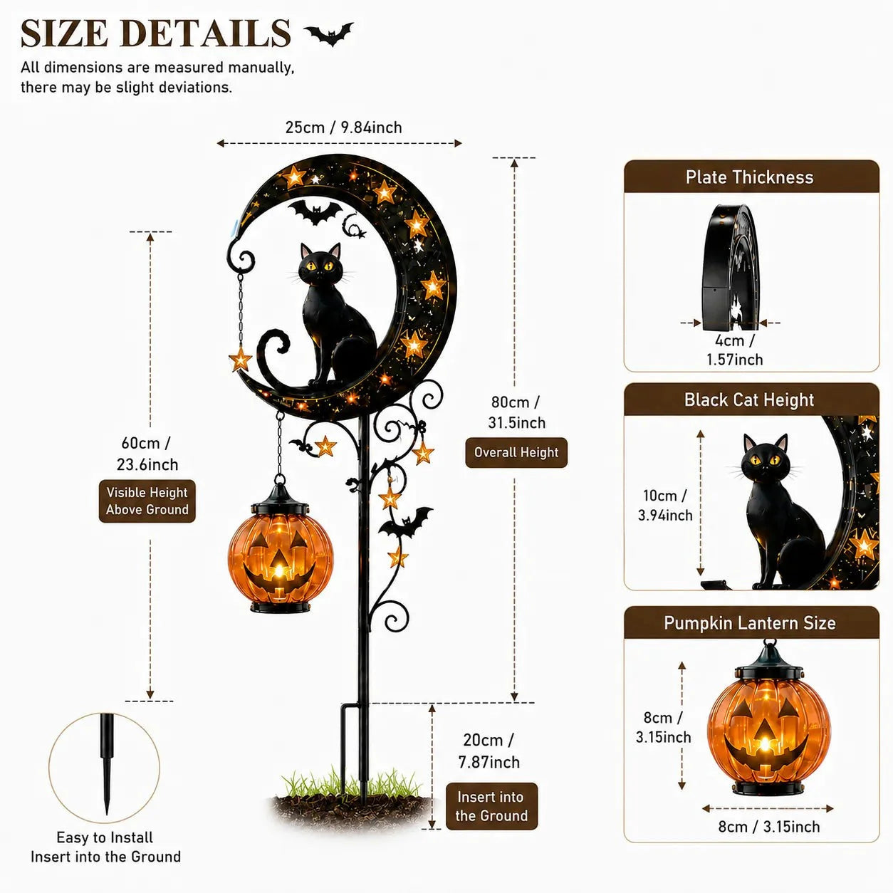 🔥 75% OFF TODAY 👻 Solar Halloween Garden Stake Light with Black Cat & Pumpkin