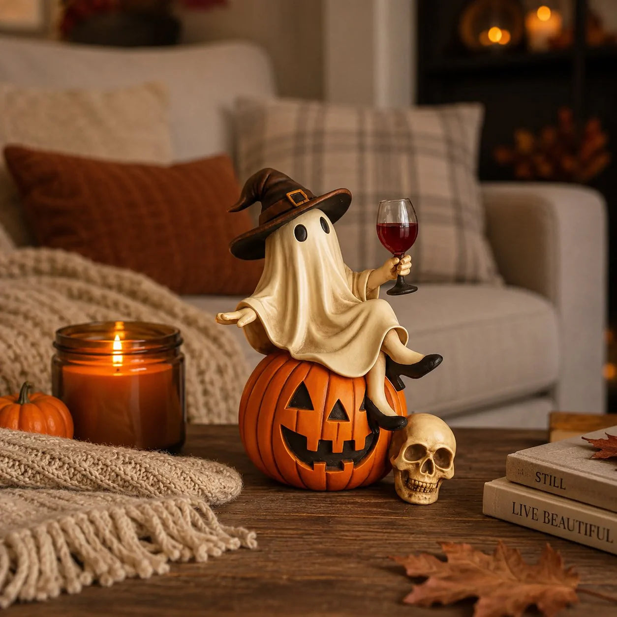 🔥 75% OFF TODAY 👻🍷Ghost Wine Night Halloween Decor