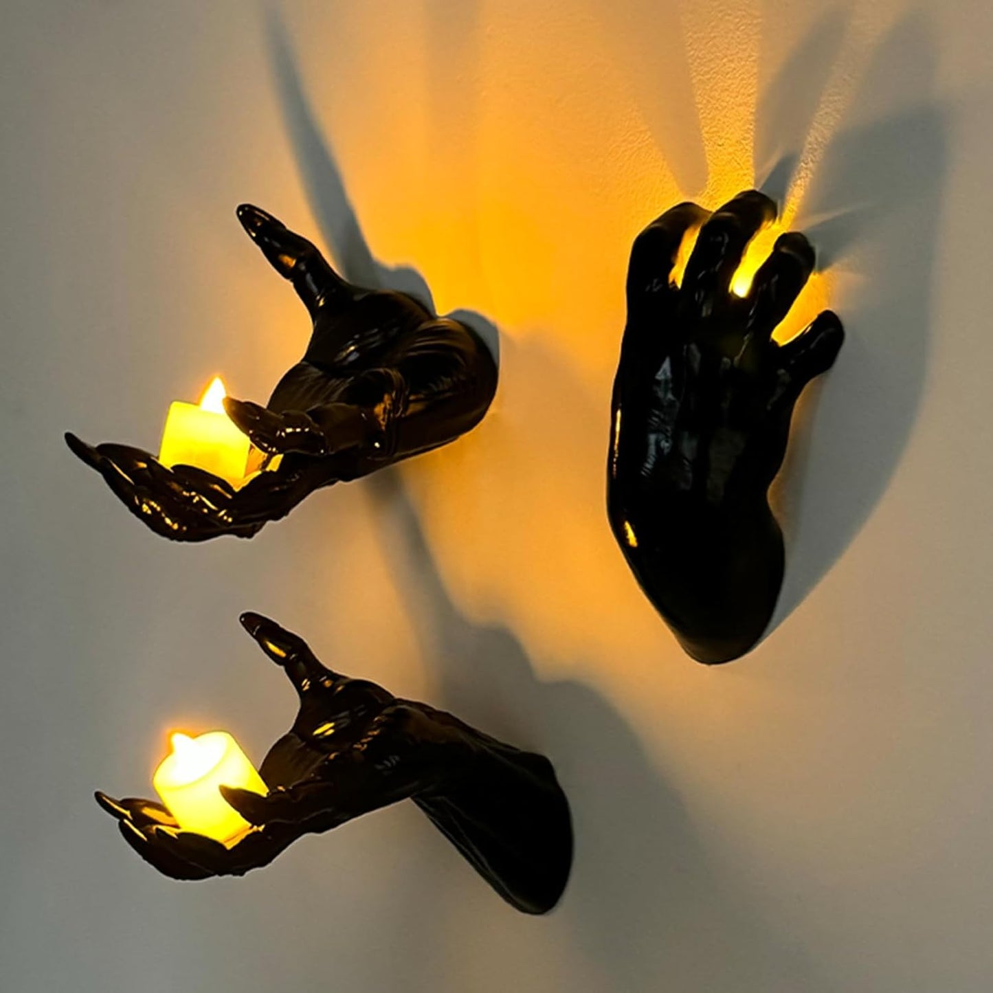 Creepy Wall-Mounted Hands with LED Candles