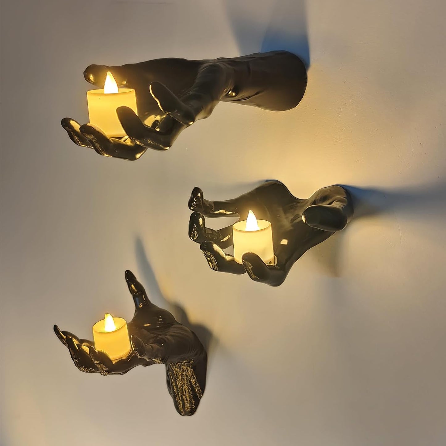 Creepy Wall-Mounted Hands with LED Candles