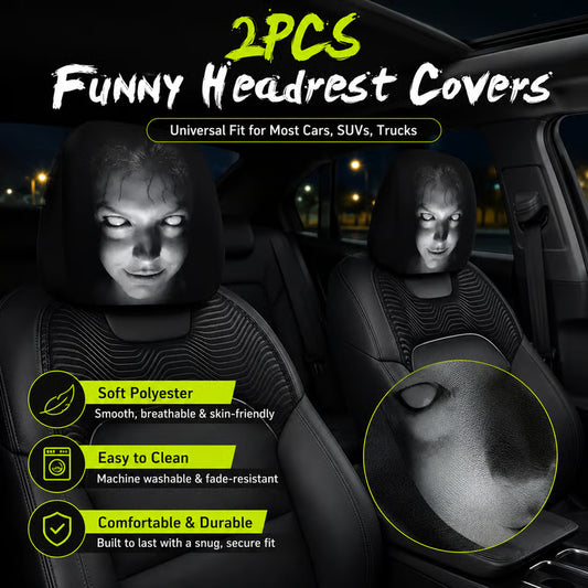 Car Headrest Covers (Set of 2) | Stretchy Universal Fit for All Vehicles