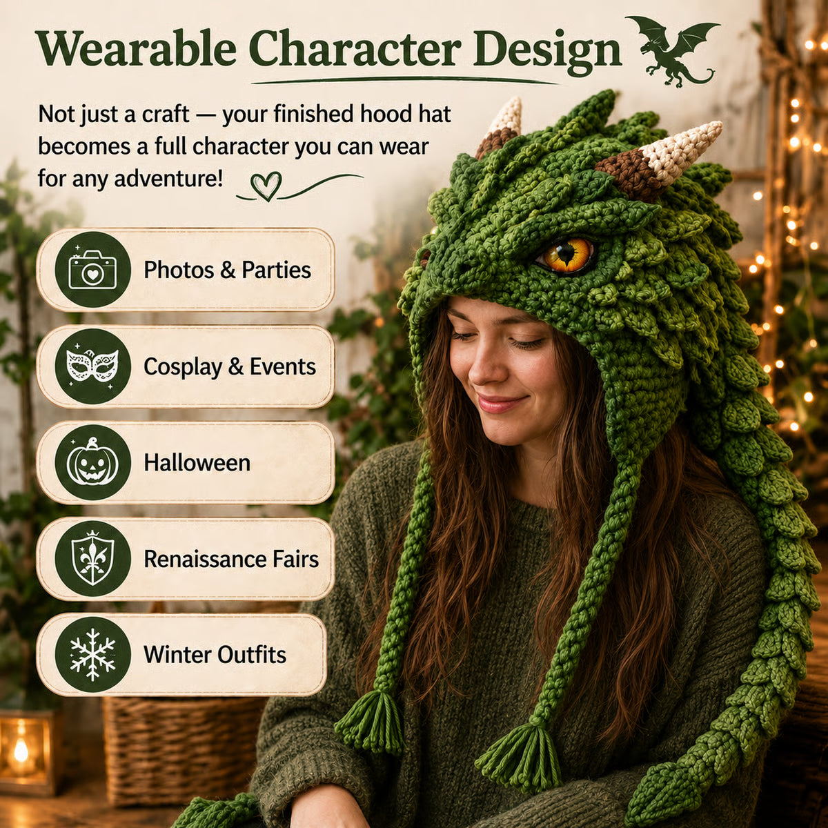 🔥🧵Fantasy Hood Hat DIY Crochet Kit