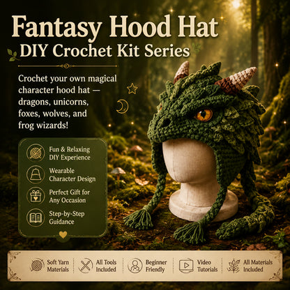 🔥🧵Fantasy Hood Hat DIY Crochet Kit
