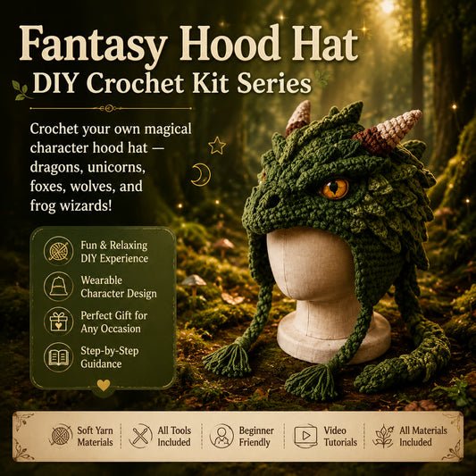 🔥🧵Fantasy Hood Hat DIY Crochet Kit