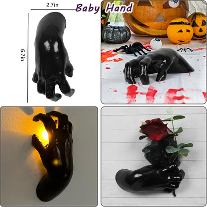 Creepy Wall-Mounted Hands with LED Candles