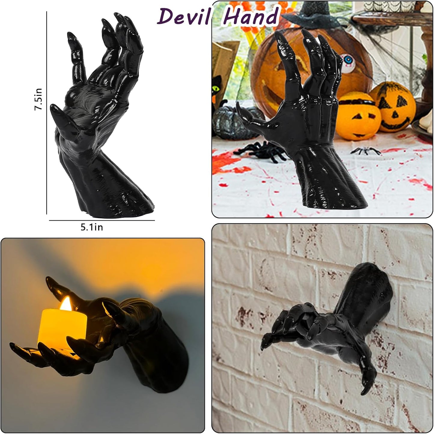Creepy Wall-Mounted Hands with LED Candles