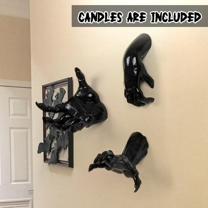 Creepy Wall-Mounted Hands with LED Candles