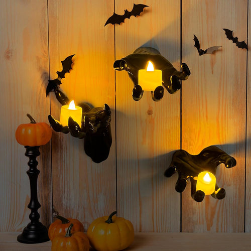 Creepy Wall-Mounted Hands with LED Candles