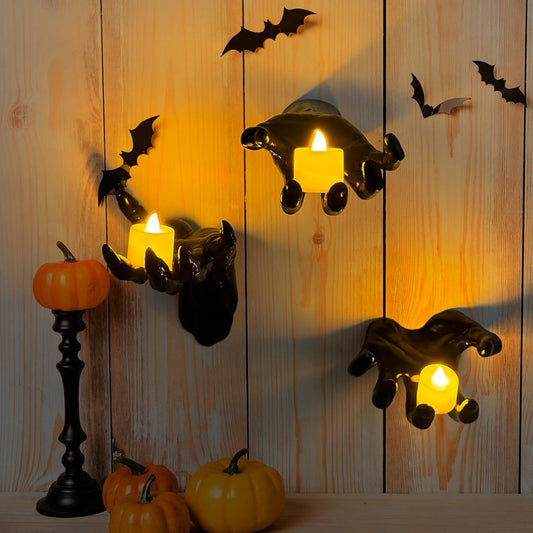 Creepy Wall-Mounted Hands with LED Candles