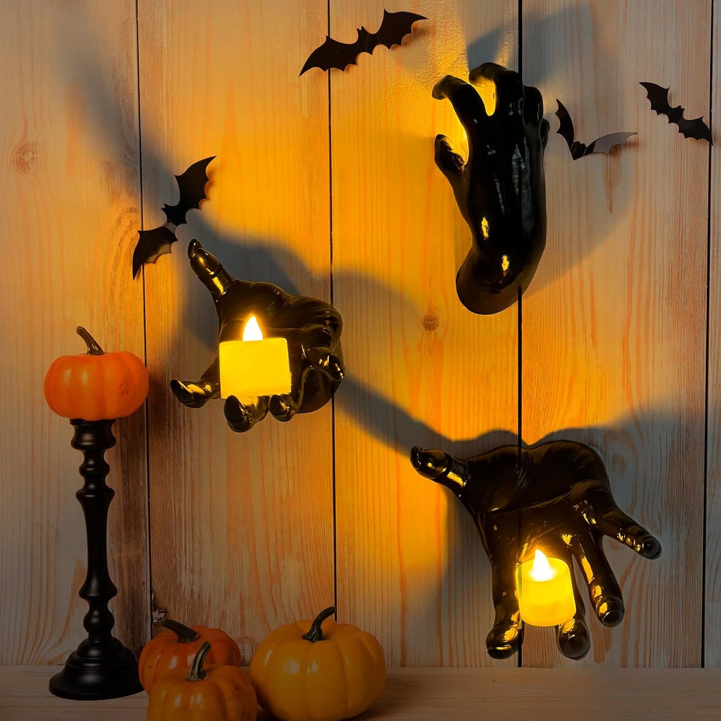 Creepy Wall-Mounted Hands with LED Candles