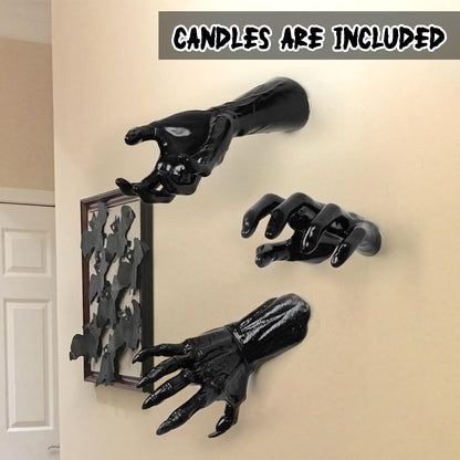 Creepy Wall-Mounted Hands with LED Candles