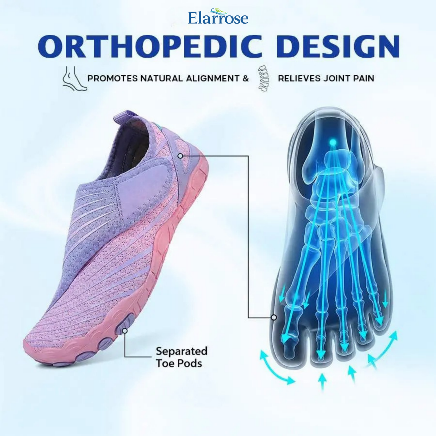 Elarrose - Wide Toe Box Waterproof Barefoot Shoes For Seniors