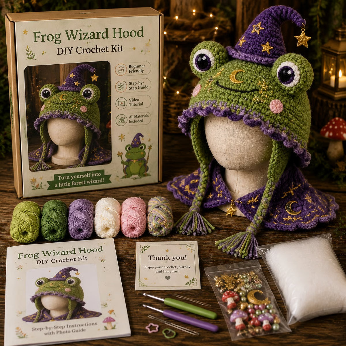 🔥🧵Fantasy Hood Hat DIY Crochet Kit
