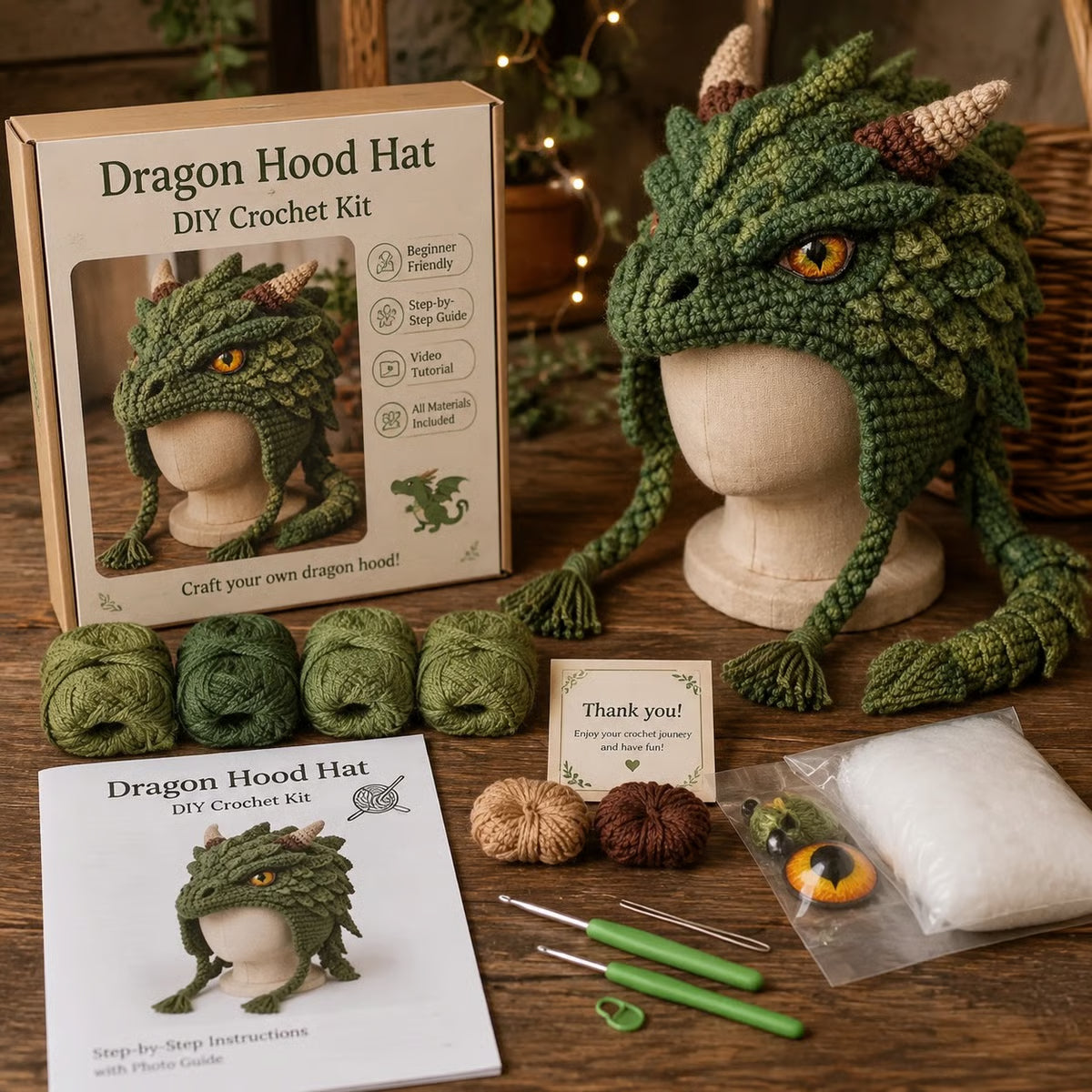 🔥🧵Fantasy Hood Hat DIY Crochet Kit