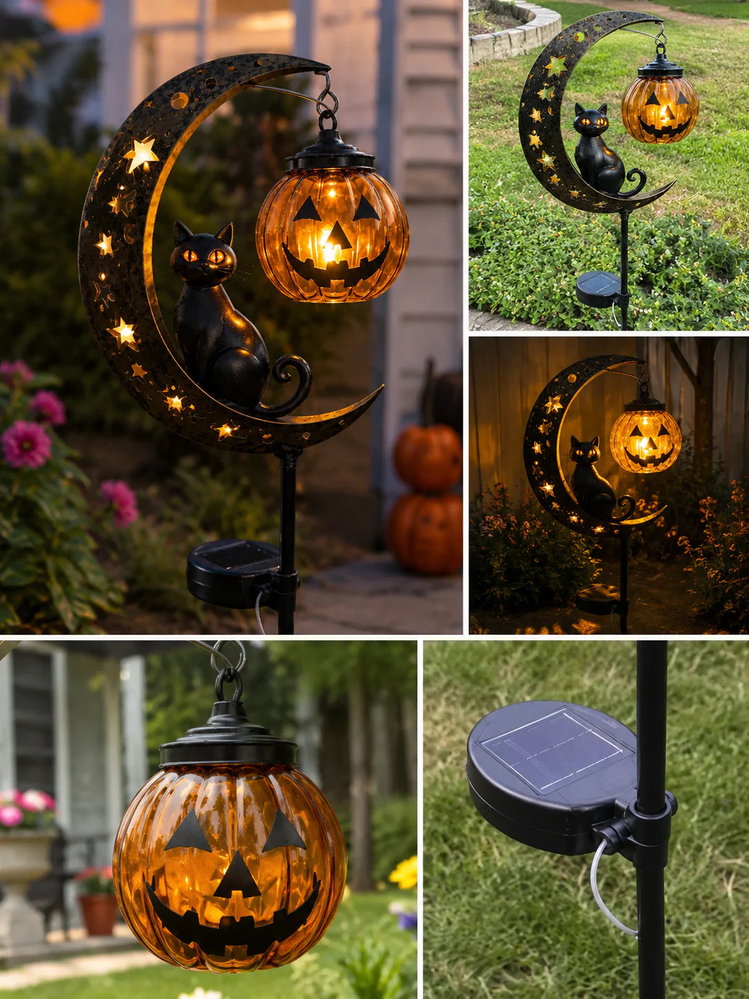 🔥 75% OFF TODAY 👻 Solar Halloween Garden Stake Light with Black Cat & Pumpkin