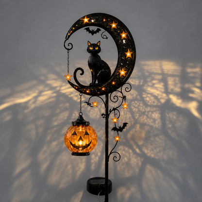 🔥 75% OFF TODAY 👻 Solar Halloween Garden Stake Light with Black Cat & Pumpkin