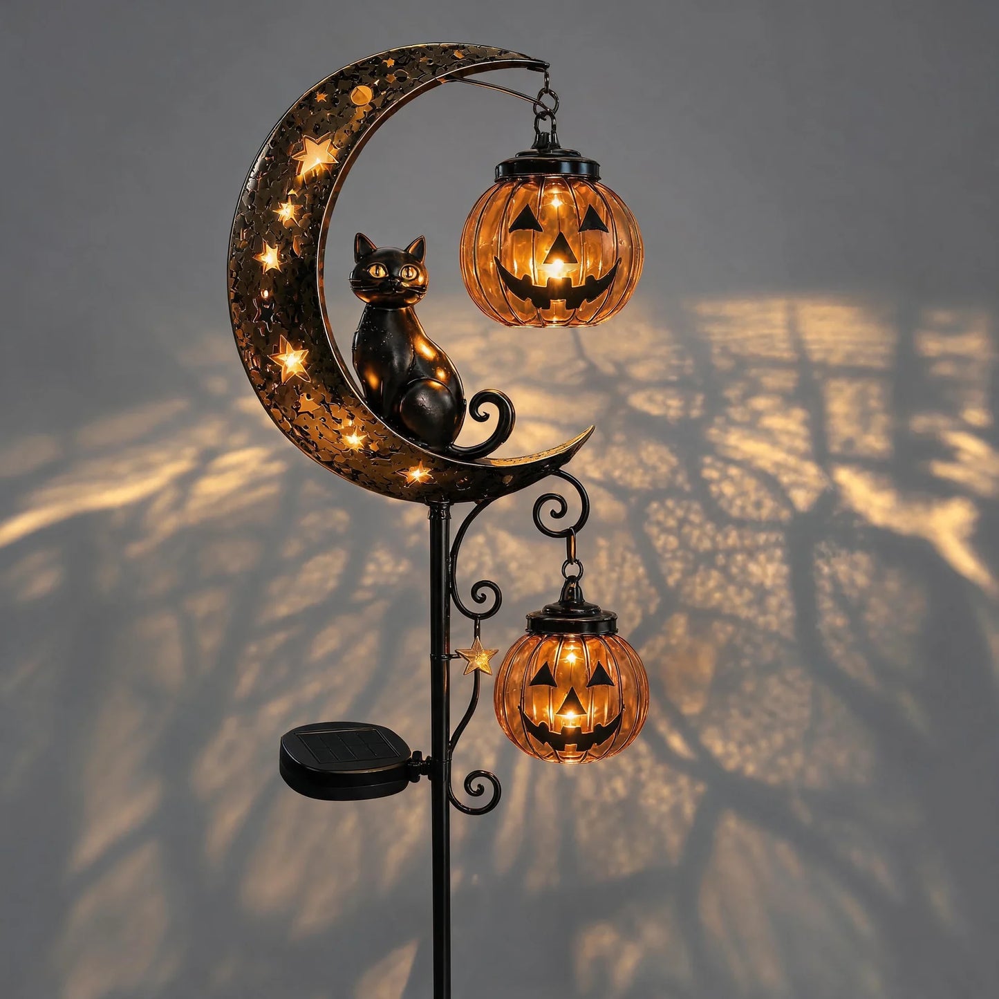 🔥 75% OFF TODAY 👻 Solar Halloween Garden Stake Light with Black Cat & Pumpkin